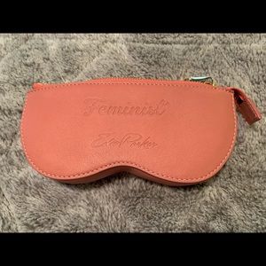 Edie Parker Pink Leather Feminist Sunglass Case